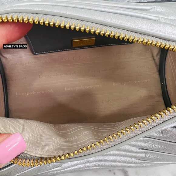 Kate Spade Sweet Treats Festive Pleated Small Barrel Bag In Starlight Silver - Picture 9 of 16